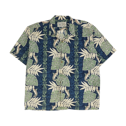 Navy Tropical Short Sleeve Button Down