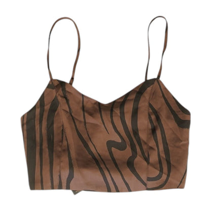Brown Misc. Sleeveless Blouse
