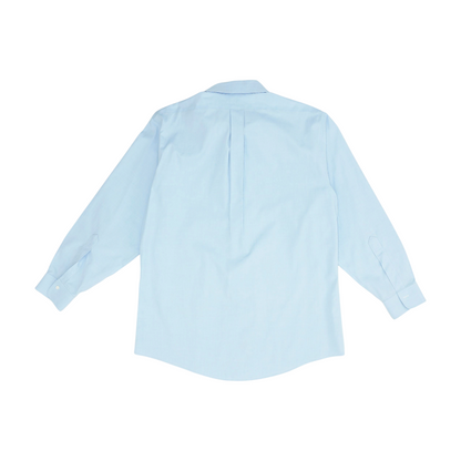 Blue Solid Long Sleeve Button Down