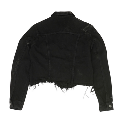 Black Solid Denim Jacket