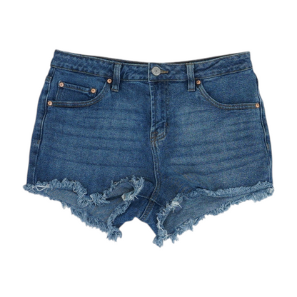 Blue Solid Denim Shorts