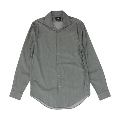 Gray Solid Long Sleeve Button Down