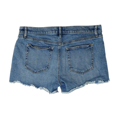 Blue Solid Denim Shorts