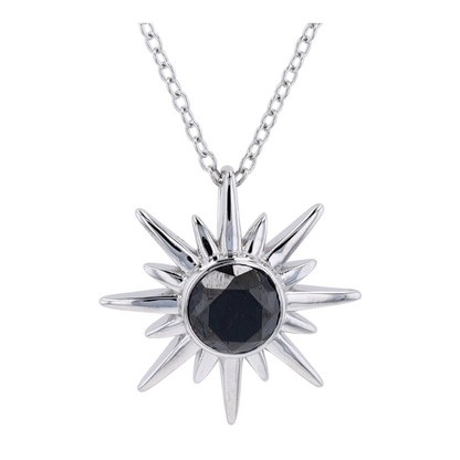 1 ctw Sterling Silver Black Diamond Pendant Necklace