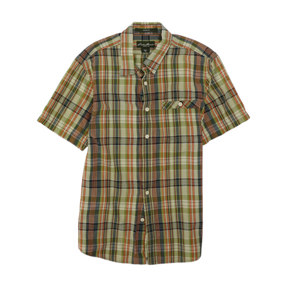 Green Plaid Short Sleeve Button Down
