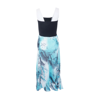 Blue Color Block Midi Dress