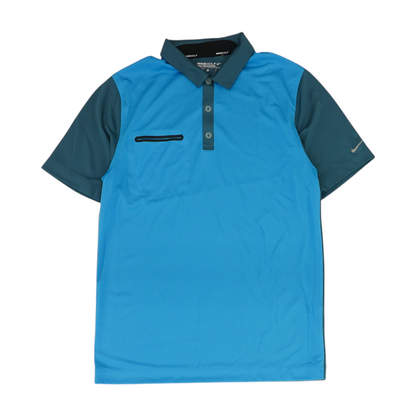 Blue Color Block Short Sleeve Polo