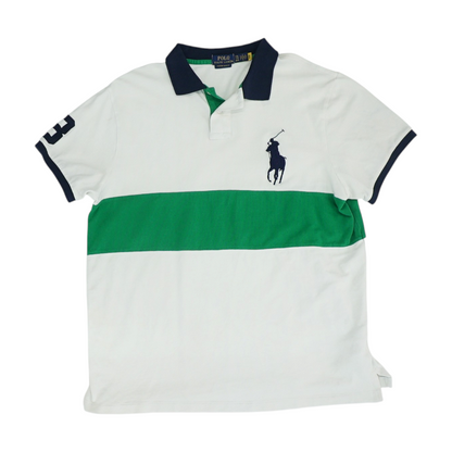 White Color Block Short Sleeve Polo