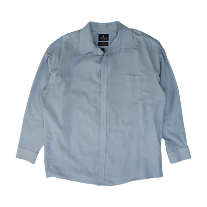 Blue Solid Long Sleeve Button Down