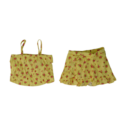 Yellow Floral Sleeveless Set