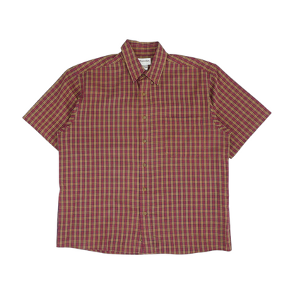 Red Plaid Short Sleeve Button Down