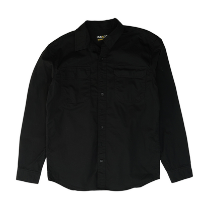 Black Tall Solid Long Sleeve Button Down