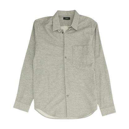 Gray Solid Long Sleeve Button Down