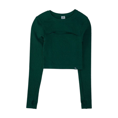 Green Crewneck Crewneck Knit Top