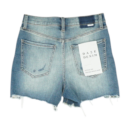 Blue Solid Denim Shorts
