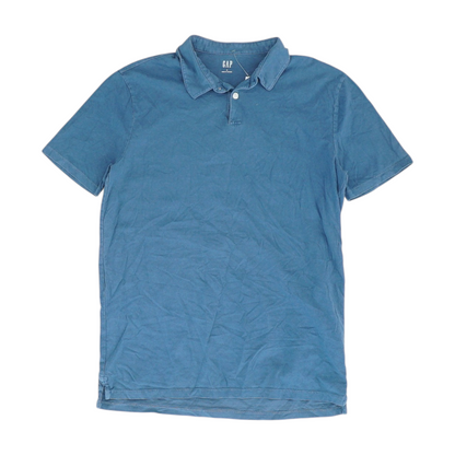 Blue Solid Short Sleeve Polo