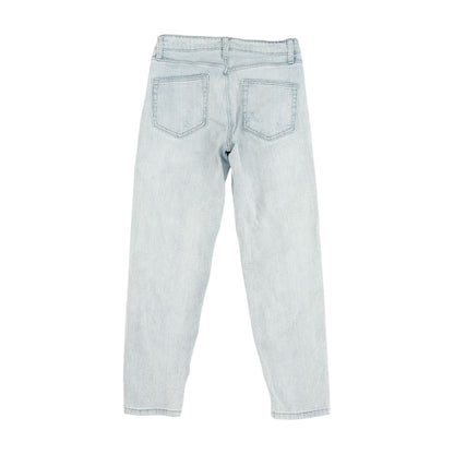 Blue Solid Mom Jeans