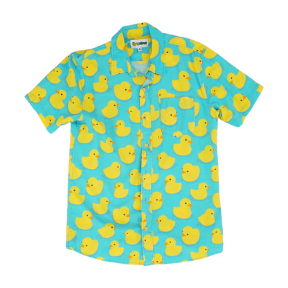 Blue Graphic Short Sleeve Button Down
