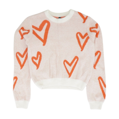 Pink Hearts Pullover Sweater