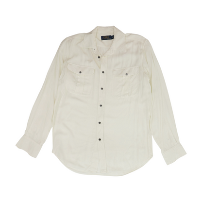 White Solid Long Sleeve Button Down
