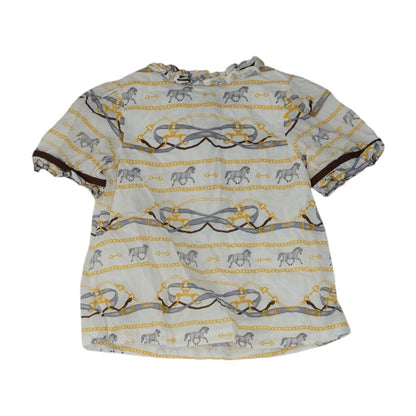 White Graphic Short Sleeve Blouse