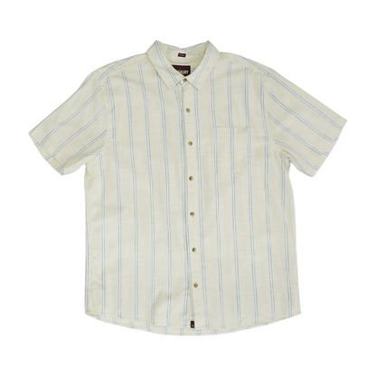 Ivory Striped Short Sleeve Button Down