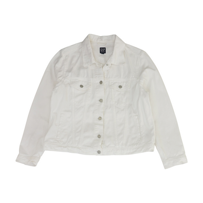 White Solid Denim Jacket