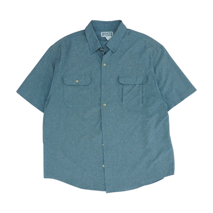 Gray Solid Short Sleeve Button Down
