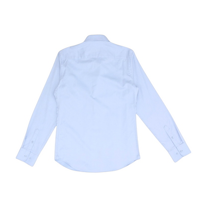 Blue Solid Long Sleeve Button Down