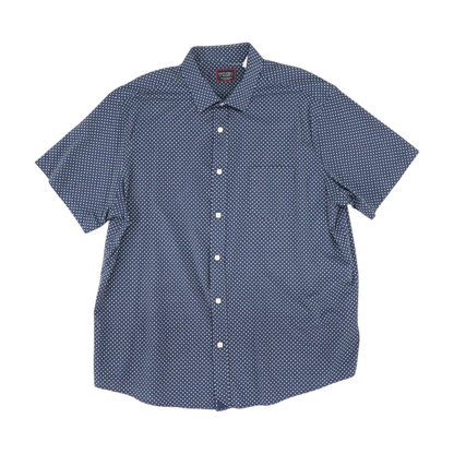 Navy Polka Dot Short Sleeve Button Down