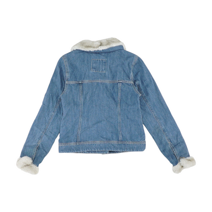 Blue Solid Denim Jacket