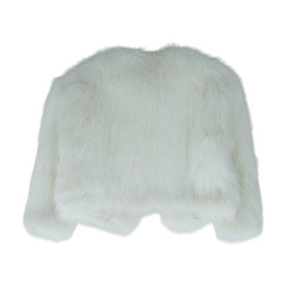 White true Solid Fur Jacket