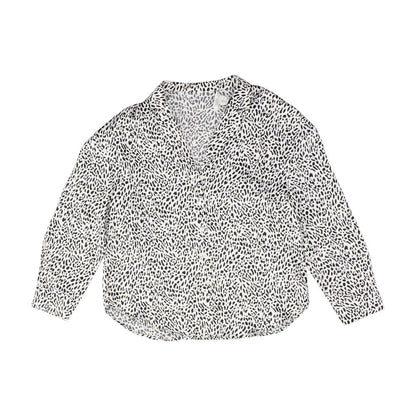 White Animal Print Button Down