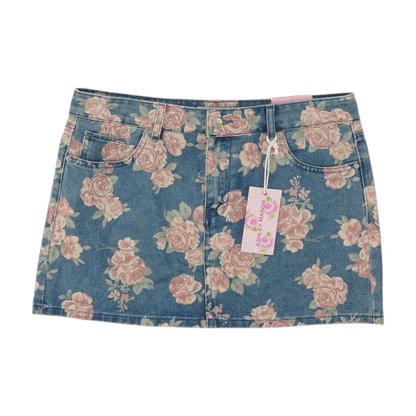Blue Floral Mini Skirt