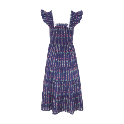 Navy Print Midi Dress