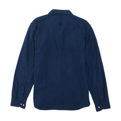 Blue Solid Long Sleeve Button Down