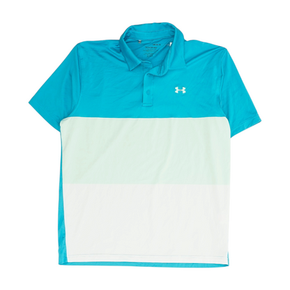 Blue Color Block Short Sleeve Polo