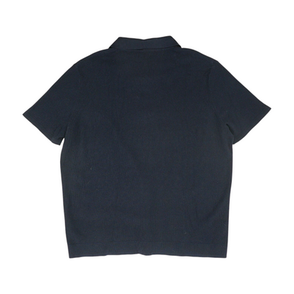 Navy Solid Short Sleeve Button Down