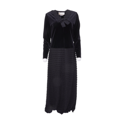 Vintage Velvet Tiered-Ruffle Dress