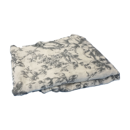 White Floral Wool Scarf