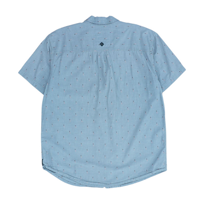 Gray Print Short Sleeve Button Down