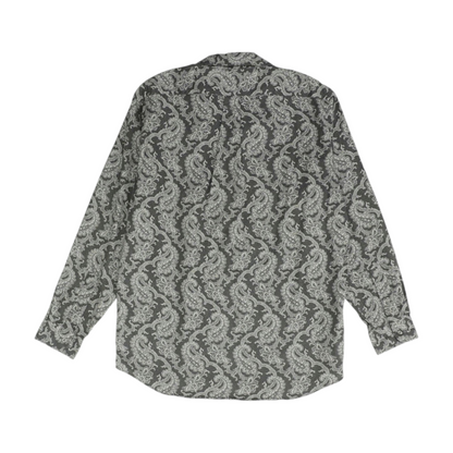 Gray Paisley Long Sleeve Button Down
