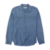 Blue Solid Long Sleeve Button Down