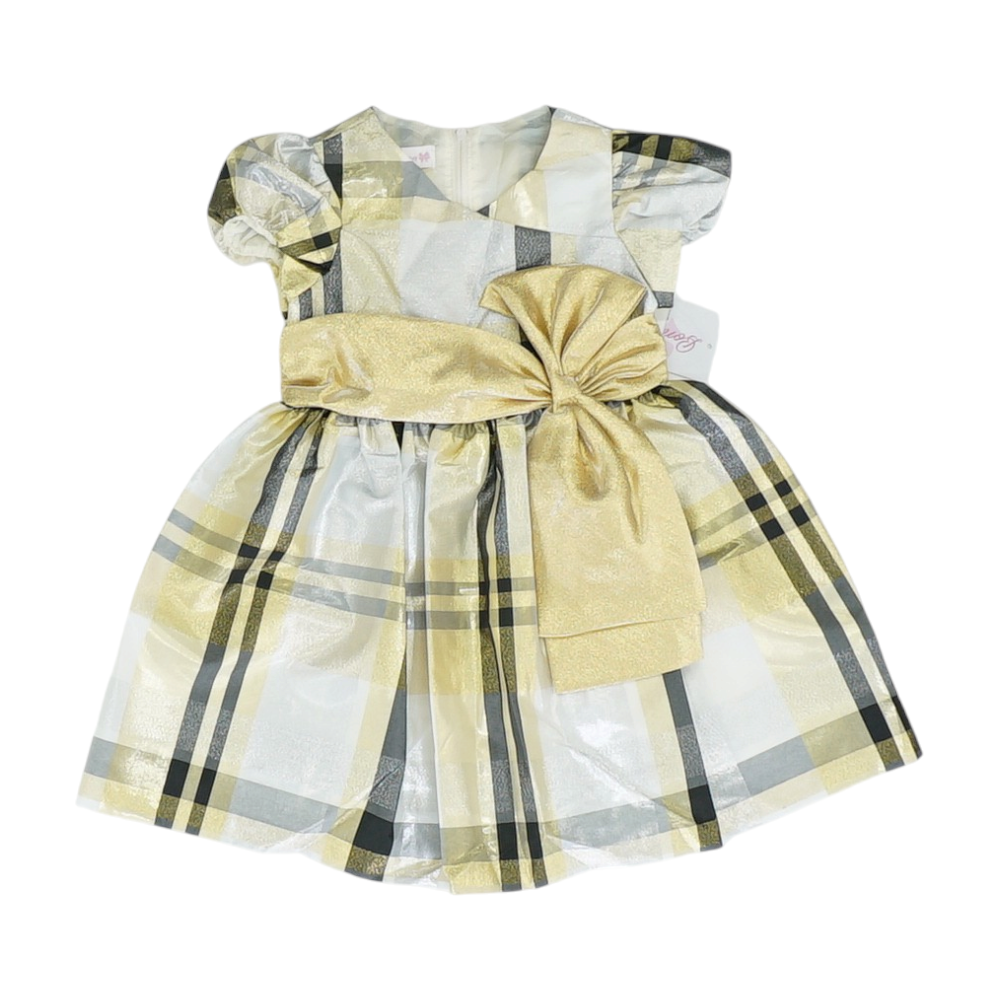 Gold Plaid Formal Dress