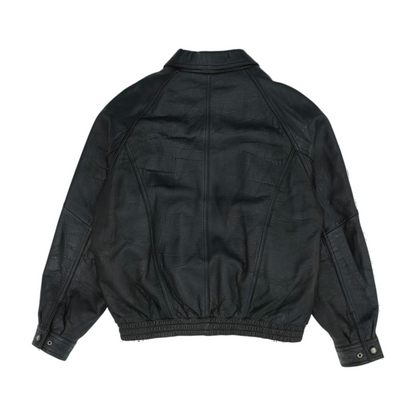 Black Solid Leather Jacket