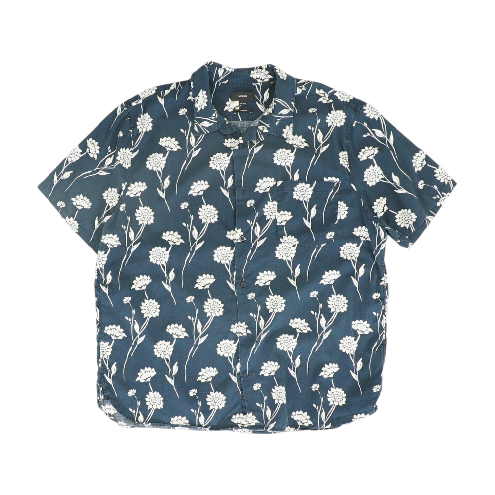 Navy Floral Short Sleeve Button Down