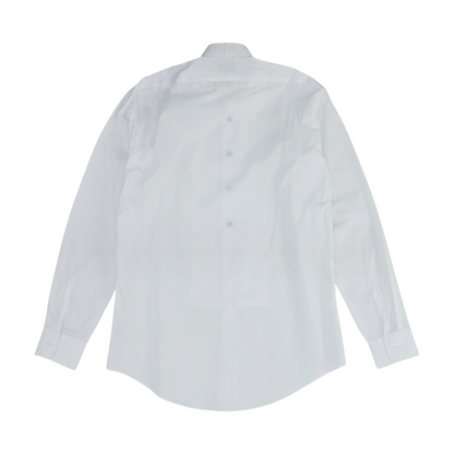 White Solid Tuxedo Button Down