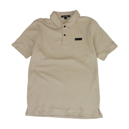Beige Solid Short Sleeve Polo