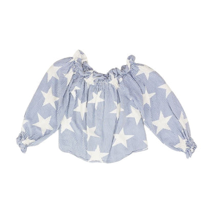 Blue Striped Long Sleeve Blouse