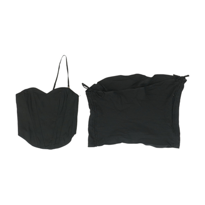 Black Solid Skirt Set